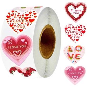 500 Count Heart Valentine’s Day Stickers